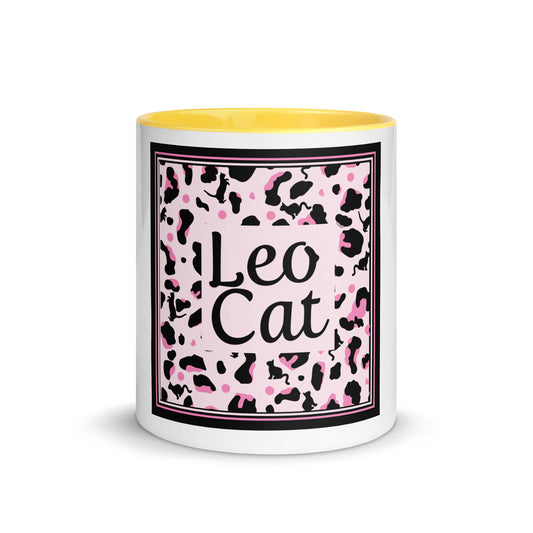 Mug with colored inside leopard design "Leo Cat"