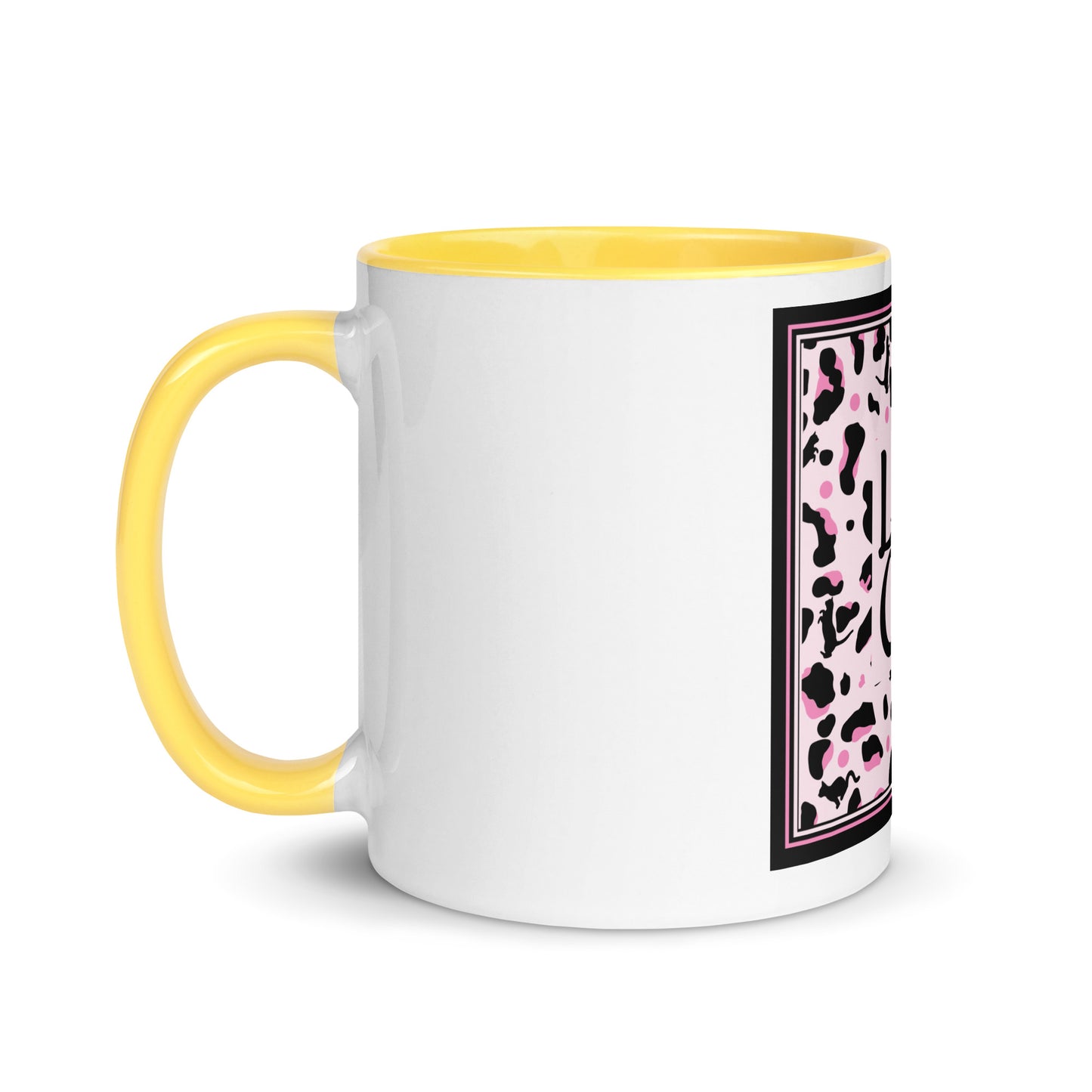 Tasse avec intérieur coloré motif léopard "Léo Chat"