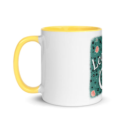 Mug with colored inside leopard design "Leo Love Cat"