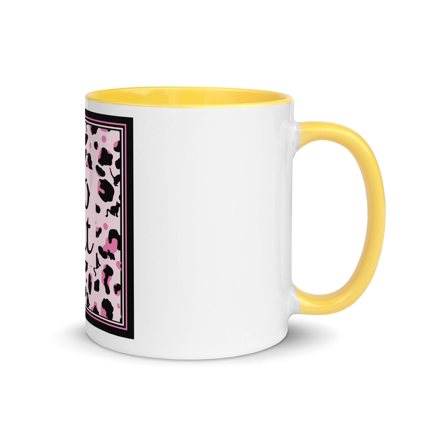 Tasse avec intérieur coloré motif léopard "Léo Chat"