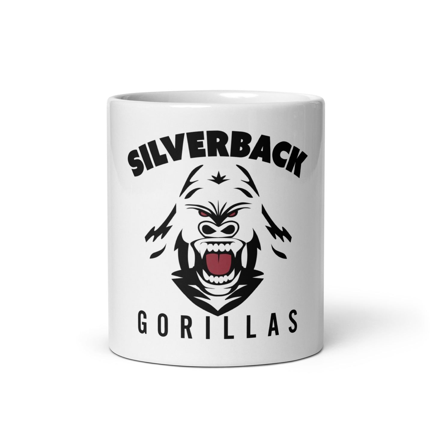 White, shiny mug "Silverback Gorillas"