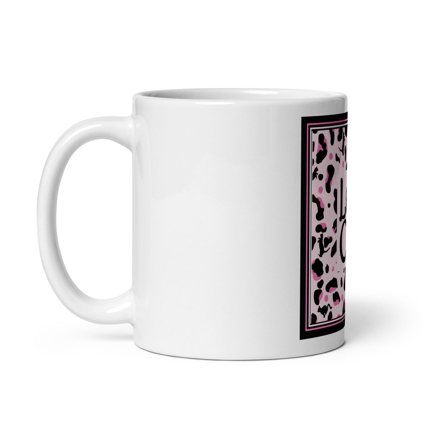 Tasse blanche et brillante motif léopard "Leo Cat"