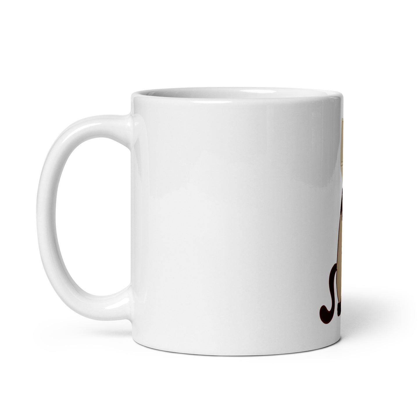 White glossy mug cat with laptop
