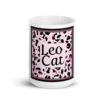 Tasse blanche et brillante motif léopard "Leo Cat"