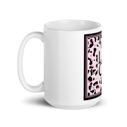 Tasse blanche et brillante motif léopard "Leo Cat"