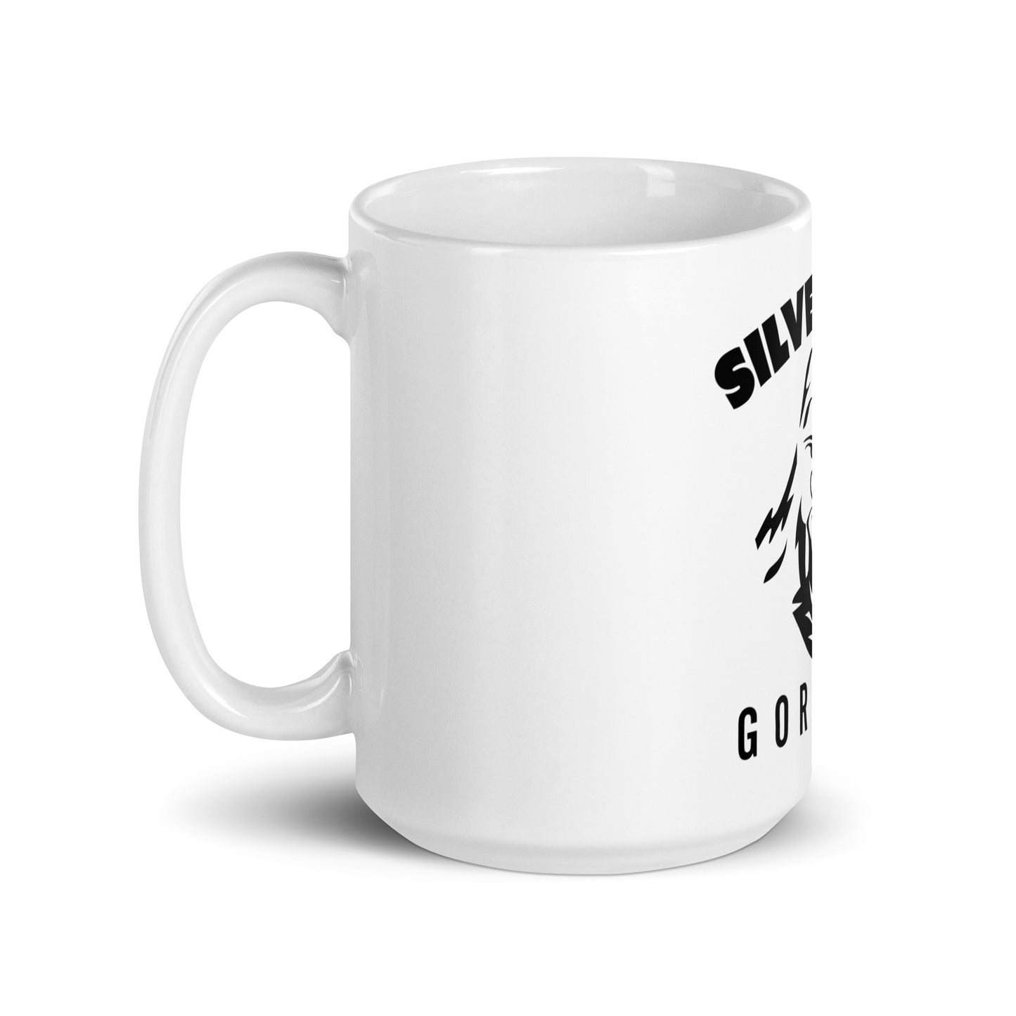 White, shiny mug "Silverback Gorillas"