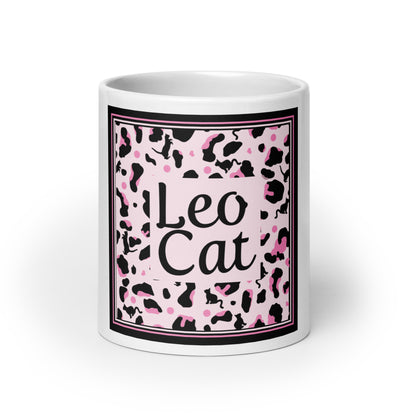 Tasse blanche et brillante motif léopard "Leo Cat"