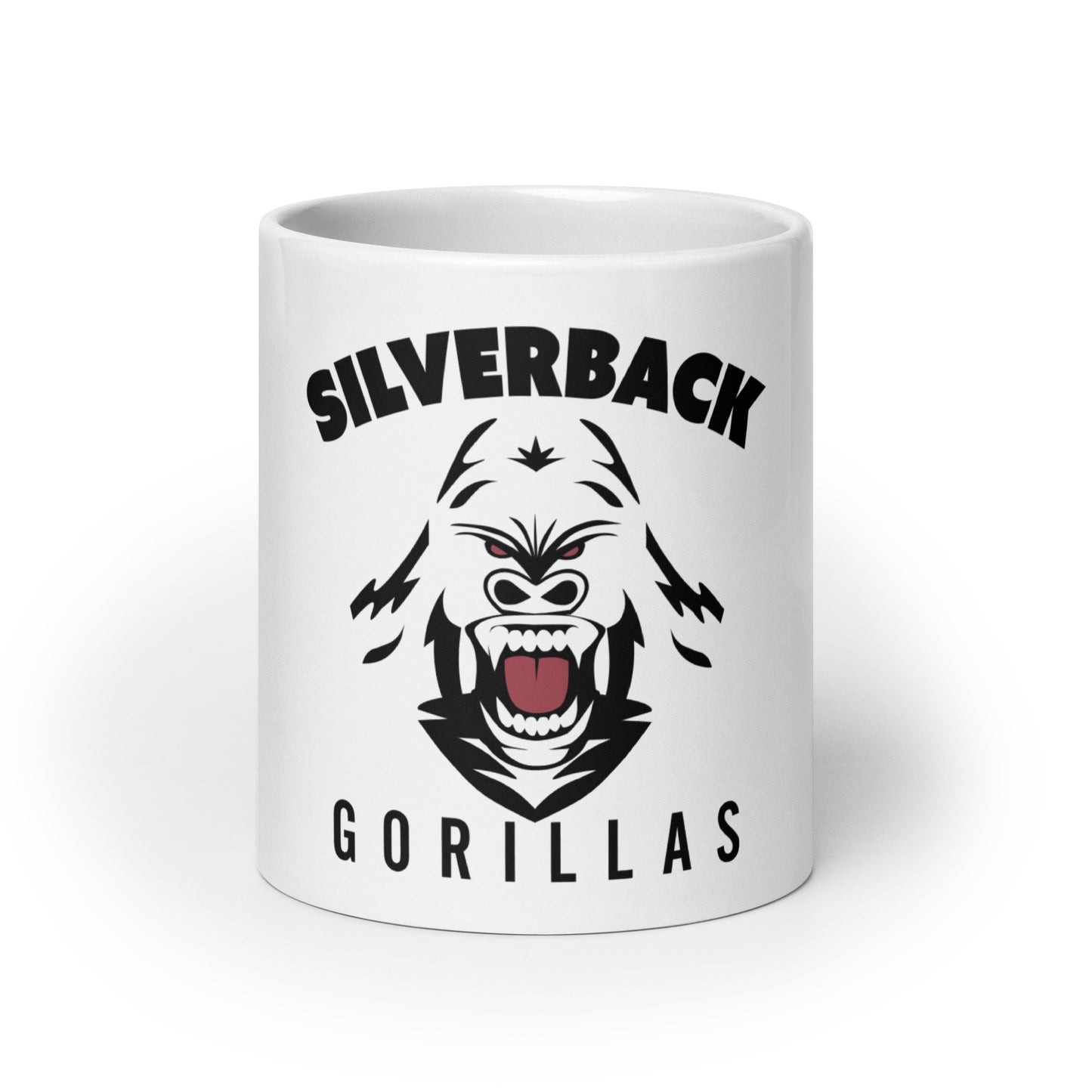 White, shiny mug "Silverback Gorillas"