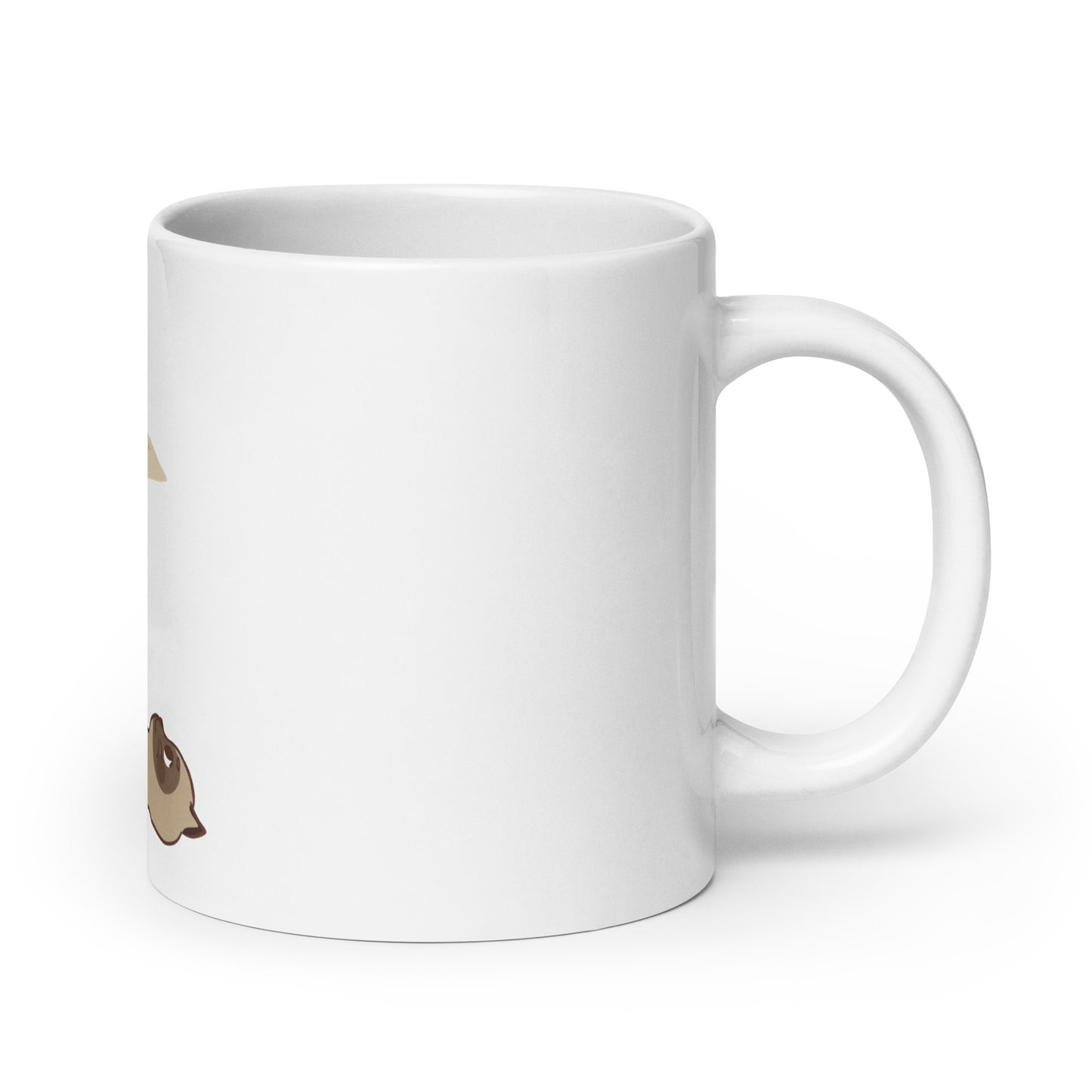 White glossy mug cat with laptop