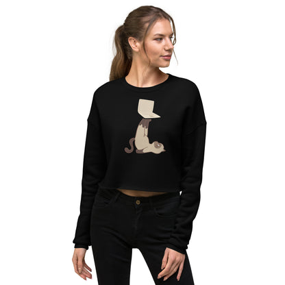 Crop-Pullover Katze mit Laptop