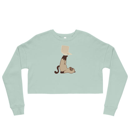 Crop-Pullover Katze mit Laptop