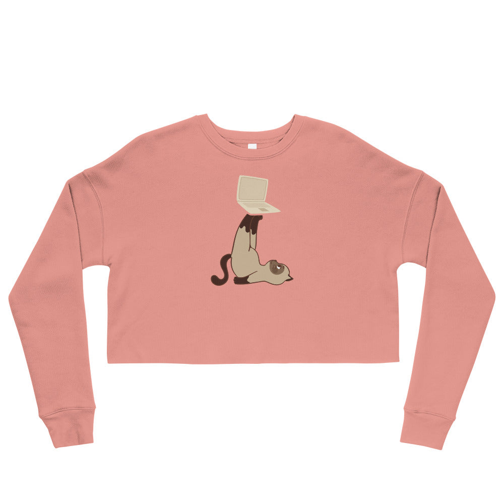 Crop-Pullover Katze mit Laptop