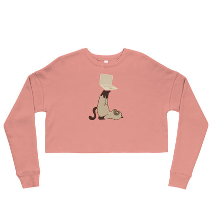 Crop-Pullover Katze mit Laptop