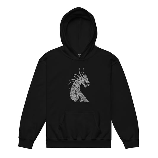 Heavy-Blend Hoodie for Youths Dragon with Nordic Ornaments Calligraphy