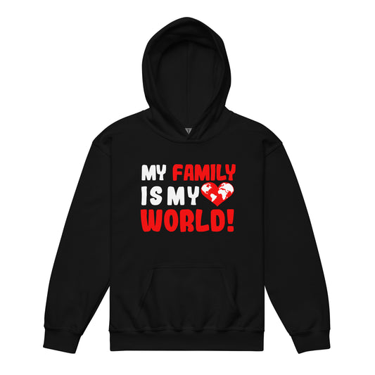 Heavy-Blend Hoodie for Youths "My family is my world"