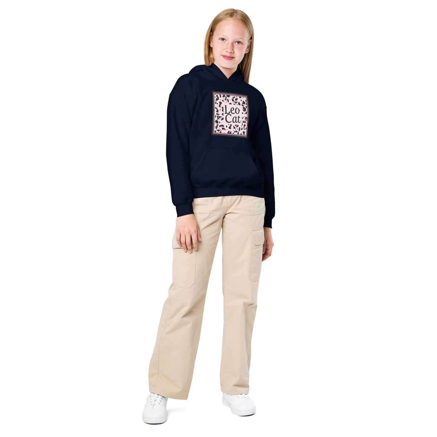 Sweat à capuche en mélange épais pour filles, motif léopard "Leo Cat"
