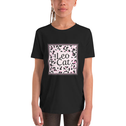 T-shirt fille manches courtes motif léopard "Leo Cat"
