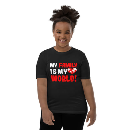 T-shirt manches courtes enfant "Ma famille est mon monde"