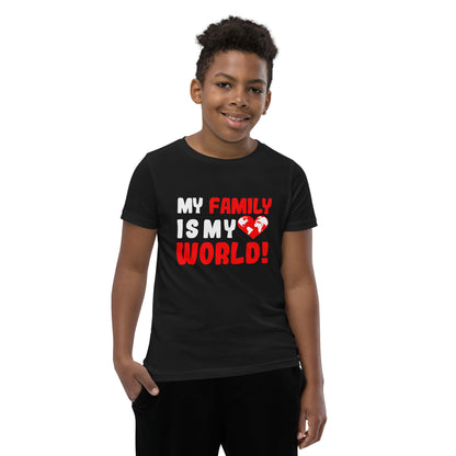 T-shirt manches courtes enfant "Ma famille est mon monde"