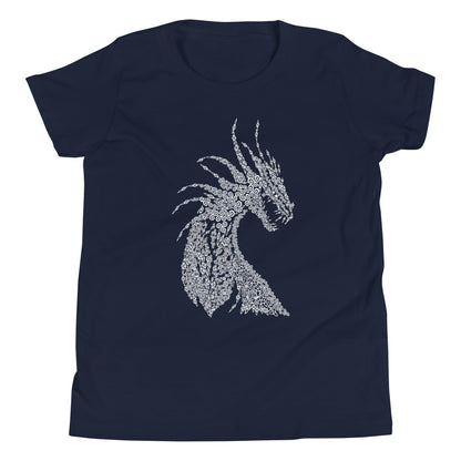 Short sleeve t-shirt for children dragon with nordic ornaments calligraphy