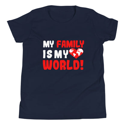 T-shirt manches courtes enfant "Ma famille est mon monde"