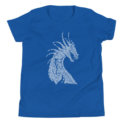 Short sleeve t-shirt for children dragon with nordic ornaments calligraphy