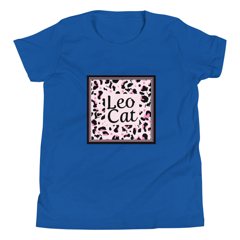 T-shirt fille manches courtes motif léopard "Leo Cat"