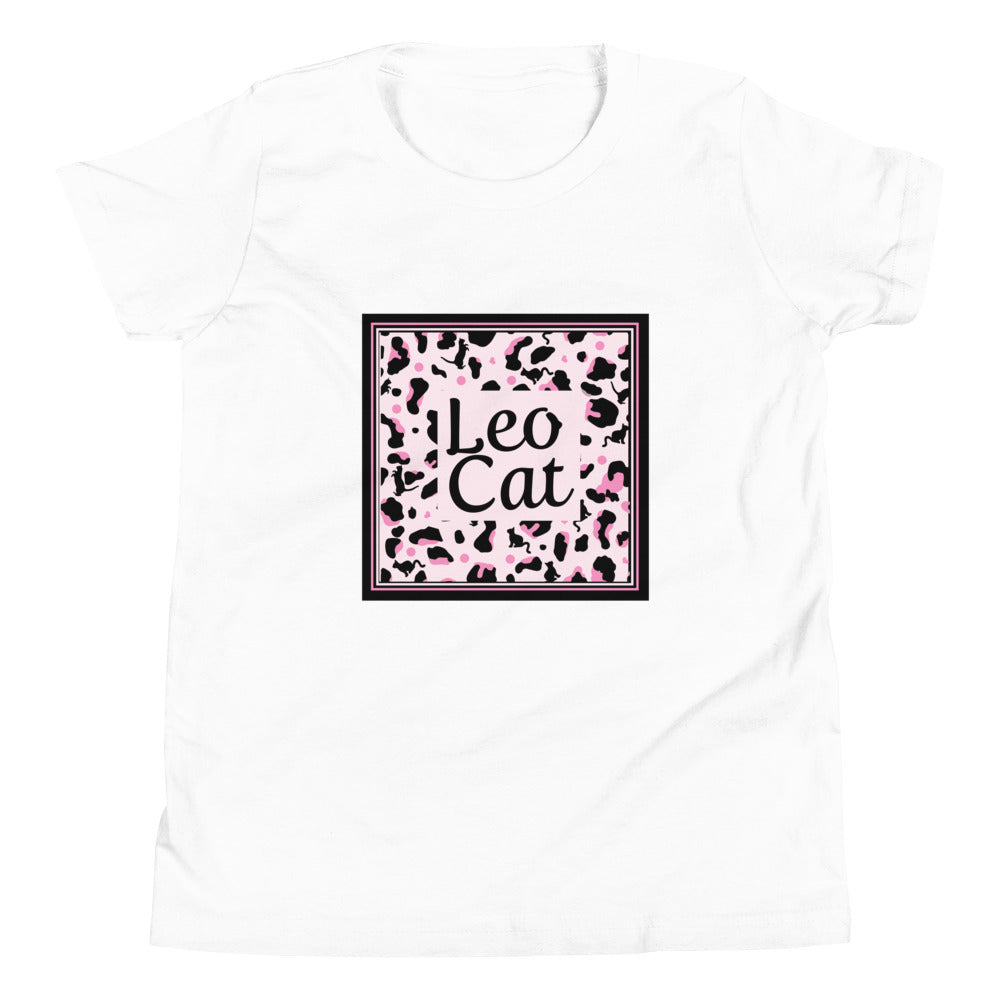T-shirt fille manches courtes motif léopard "Leo Cat"