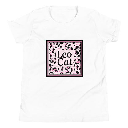 T-shirt fille manches courtes motif léopard "Leo Cat"