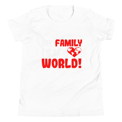 T-shirt manches courtes enfant "Ma famille est mon monde"